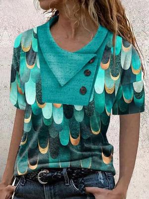 Geometric Casual Loose Short Sleeve Top Geometric Casual Loose Short Sleeve Top