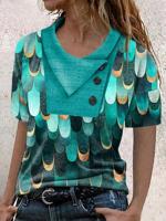 Geometric Casual Loose Short Sleeve Top