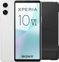 Sony Xperia 10 VI 128GB Wit 5G + Sony Back Cover Zwart met Standaard - thumbnail