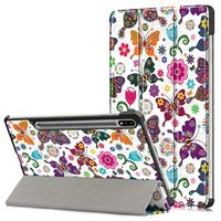 Tri-Fold Series Samsung Galaxy Tab S7 FE Smart Folio Case - Vlinders / Bloemen - thumbnail