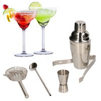 Set van 4x Margarita cocktailglazen met complete 5-delige cocktailshaker set RVS