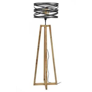 Vloerlamp Twist - Houten Kruisframe - 41x41x135 - Zwart