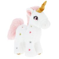 Keel Toys pluche eenhoorn knuffel - wit/roze - 16 cm - mystieke dieren - met glitter sterren   -