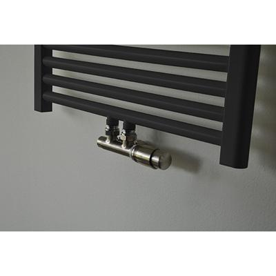 Radiator Aansluitset Wiesbaden Onderblok Haaks-Rechts Geborsteld Staal Radiator Aansluitset Wiesbaden Onderblok Haaks-Rechts Geborsteld Staal