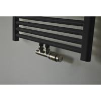 Radiator Aansluitset Wiesbaden Onderblok Haaks-Rechts Geborsteld Staal