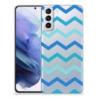 Samsung Galaxy S21 Plus TPU bumper Zigzag Blauw - thumbnail