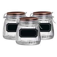 Weckpot/inmaakpot - 4x - 1L - glas - met beugelsluiting - incl. etiketten