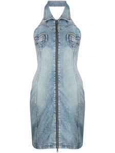 MOSCHINO JEANS robe courte en jean à empiècements cœur - Bleu