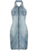 MOSCHINO JEANS robe courte en jean à empiècements cœur - Bleu - thumbnail