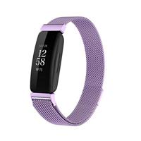 By Qubix - Compatible met Fitbit Inspire 2 & Ace 3 Milanese bandje - Maat: Small - Lila - Compatible fitbit bandje