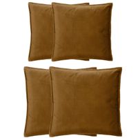 Bank/sierkussens huiskamer Sophia - set 4x stuks - Goud/bruin - polyester - met rits - In 2 formaten - thumbnail