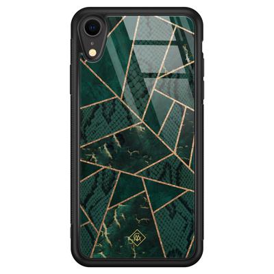 iPhone XR glazen hardcase - Abstract groen