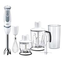 Braun 5245 Mini-emmer, 1000 W, 21 snelheden, turbo-functie, spatbescherming, 4 accessoires (garde, mini-hakmolen 350 ml, blender 1,25 l, maatbeker 600 ml) wit