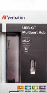 Verbatim 49141 interface hub USB 3.2 Gen 1 (3.1 Gen 1) Type-C 1000 Mbit/s Zwart, Zilver