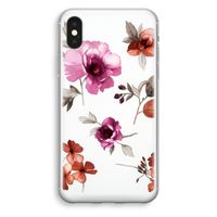 Geschilderde bloemen: iPhone XS Transparant Hoesje - thumbnail