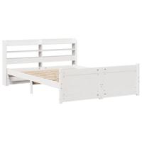 vidaXL Bedframe met hoofdbord massief grenenhout wit 160x200 cm, bed, bed ombouw, boxspring, bedbodem, slaapkamermeubel, twijfelaar bed, 2 persoonsbed