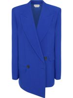 Alexander McQueen blazer croisé à design asymétrique - Bleu - thumbnail