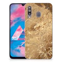 Samsung Galaxy M30 TPU Siliconen Hoesje Marmer Creme - thumbnail