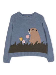 Il Gufo pull en maille intarsia à col rond - Bleu