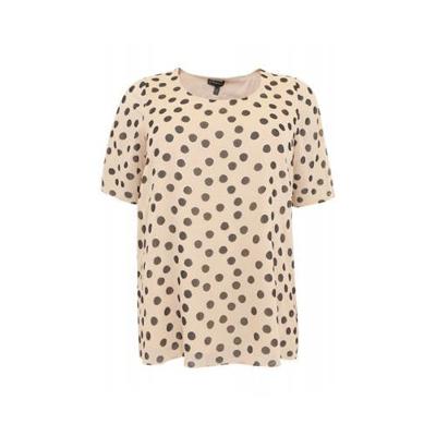 Yoek semi-transparant T-shirt met stippen ecru/zwart