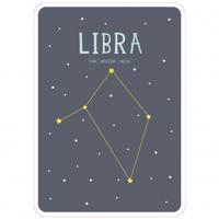 Milestone poster sterrenbeeld Weegschaal (ENG) A4 formaat papier grijs/beige