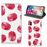 Apple iPhone Xs Max Flip Style Cover Pink Macarons