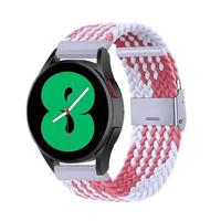 By Qubix - Braided nylon bandje - Wit/roze - Compatible met Garmin Vivoactive 6 / Vivoactive 5 / Vivoactive 3 - Compatible Garmin bandje - Bandbreedte: 20mm