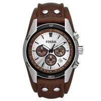 Fossil CH2565 Horloge Coachman Chrono staal-leder zilverkleurig-bruin 44 mm - thumbnail