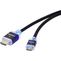 HDMI Aansluitkabel [1x HDMI-stekker - 1x HDMI-stekker C mini] 1.50 m Zwart SpeaKa Professional Met LED, Ultra HD-HDMI, Vergulde steekcontacten, Audio Return