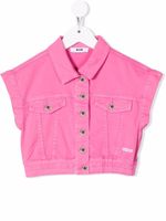 MSGM Kids veste en jean à mancherons - Rose