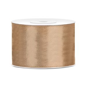 1x Gouden satijnlint rollen 5 cm x 25 meter cadeaulint verpakkingsmateriaal   -