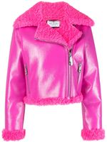 Philipp Plein veste en cuir à bords en peau lainée - Rose - thumbnail