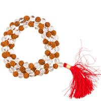 Mala Bergkristal Rudraksha AA 108 Kralen met Tasje