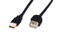 Digitus USB 2.0 Verlengkabel [1x USB-A 2.0 stekker - 1x USB 2.0 bus A] 1.80 m Zwart Rond, Afgeschermd (dubbel)