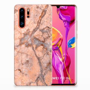 Huawei P30 Pro TPU Siliconen Hoesje Marmer Oranje