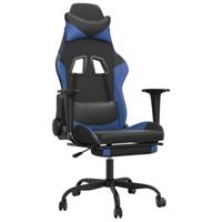 vidaXL Gamestoel met voetensteun kunstleer zwart en blauw, televisiestoel, computer stoel, verstelbare stoel, racingstoel, bureaustoel, fauteuil