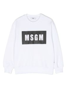 MSGM Kids sweat en coton à logo imprimé - Blanc