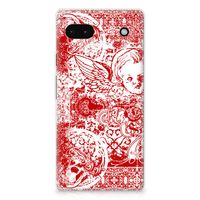 Silicone Back Case Google Pixel 6A Angel Skull Rood - thumbnail