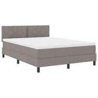 vidaXL Boxspring Bed met Matras Taupe 140x190 cm Stof
