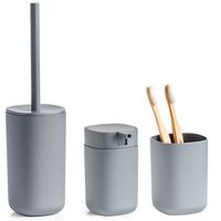 Badkamer accessoires set 3-delig - kunststof - antraciet grijs - modern