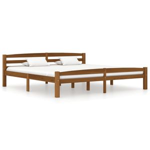 Bedframe massief grenenhout honingbruin 200x200 cm