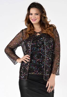 Yoek Twinset met pailletten | Multi | Maat 42