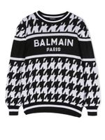 Balmain Kids pull en intarsia à col rond - Noir