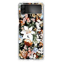 TPU Case voor Samsung Galaxy Z Flip 4 Dark Flowers - thumbnail