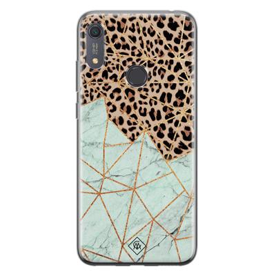 Huawei Y6 (2019) siliconen hoesje - Luipaard marmer mint