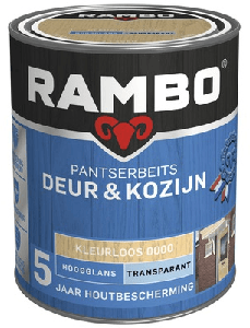 rambo pantserbeits deur en kozijn hoogglans transparant 1204 teakhout 0.75 ltr