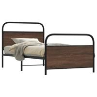 vidaXL Bedframe zonder matras bewerkt hout bruin eikenkleur 107x203 cm, slaapkamermeubilair, eenpersoonsbed, ledikant, bed, eenpersoonsbedframe
