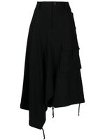 Yohji Yamamoto jupe mi-longue à design asymétrique - Noir - thumbnail