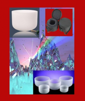 Kristallen klankschalen Wit Chakra Set 7 432 Hz + tas - 25-30 - Kristal - Wit - S