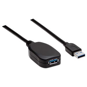 Manhattan USB-kabel USB 3.2 Gen1 (USB 3.0 / USB 3.1 Gen1) USB-A stekker, USB-A bus 5.00 m Zwart 150712